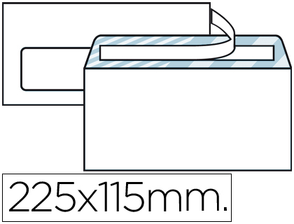 500 sobres Liderpapel 115x225mm. offset blanco 90g/m² ventana izquierda